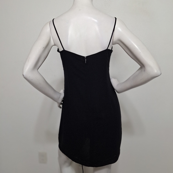 In Wear Black Witchy Romantic V-Neck Sheer Mesh Y2K Sleeveless Mini Dress Size 6 - Picture 5 of 13
